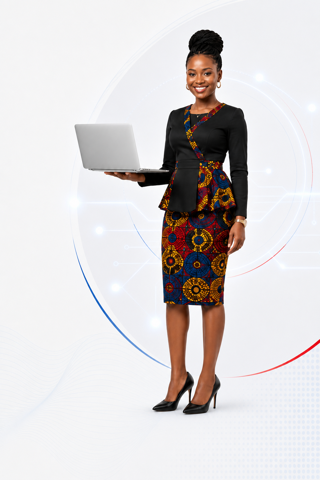 Smiling DataLoom consultant holding a laptop